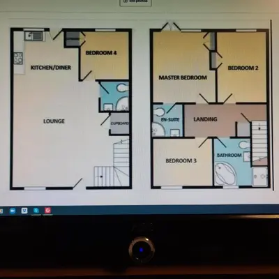 a computer screen showing a floor plan of a house at Atlantic Reach Gold Lodge 12 in Newquay