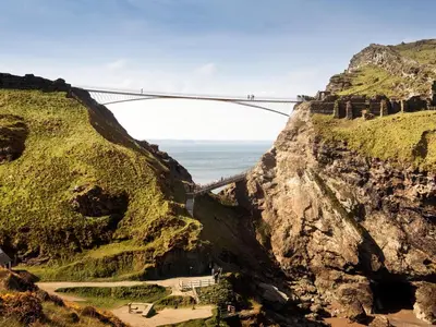 a bridge on the side of a mountain at Cosy Barn A rural location near Tintagel in Tintagel