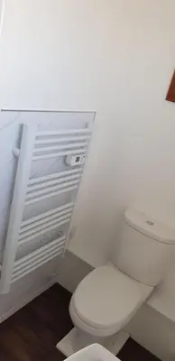 a bathroom with a white toilet in a room at Self contained annex in Bodmin