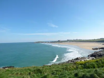 a view of the beach from a bluff at Apartment 2 in Newquay