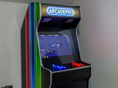 a video game system with a arcaderophe on it at Holiday Home Seaside House by Interhome in Newquay
