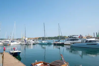 a bunch of boats are docked in a marina at 2 Bed in Ponsanooth oc-f28845 in Ponsanooth