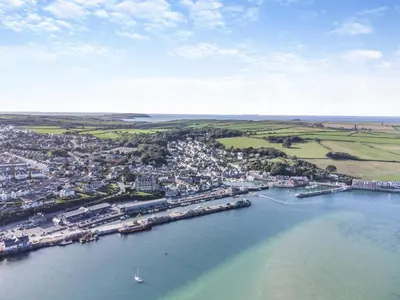 an aerial view of a town on the water at 2 Bed in Padstow oc-t29016 in Padstow