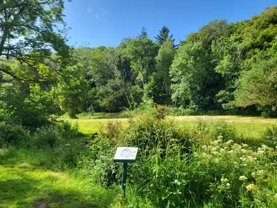 a sign in the middle of a field at Bumbeldink in Uny Lelant