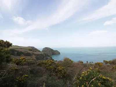 a view of the ocean from a hill at Ebrenn in Tintagel