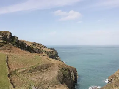 a view of the ocean from a cliff at Ebrenn in Tintagel