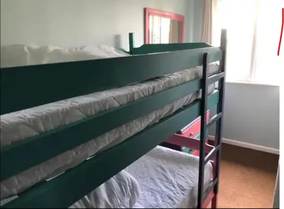 a green bunk bed in a room at Tolroy Manor - 84 Strawberry Hill in Hayle
