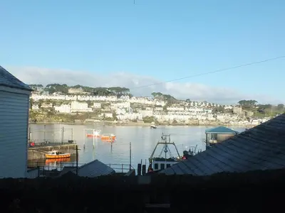 a view of a harbor with boats in the water at 3 Bed in Polruan oc-pc032 in Fowey