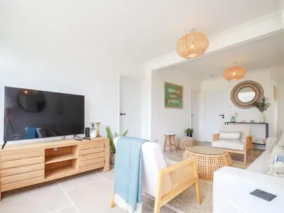 a living room with a tv and a couch at Polwen in Padstow