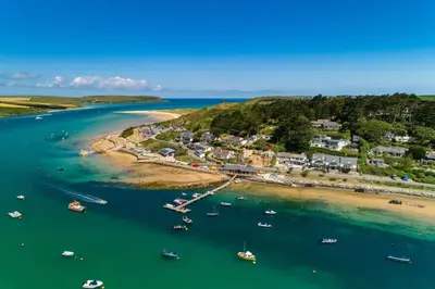 an aerial view of a beach with boats in the water at 3 Bed in St. Minver oc-c29337 in Saint Minver