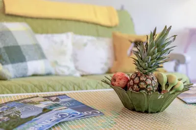 a pineapple sitting on a table next to a magazine at 1 Bed in Trewoon oc-t29505 in St Austell