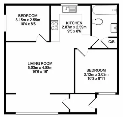 a floor plan of a tiny house at Stunning getaway in Wadebridge, Cornwall in Wadebridge