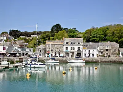 a group of boats in the water in a harbor at K2 Cosy Lodge in Padstow