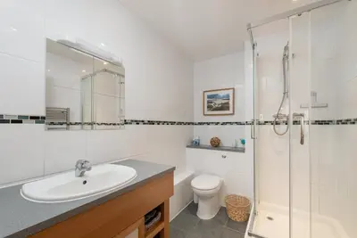 a bathroom with a sink and a toilet and a shower at Host & Stay - Sunset in Newquay