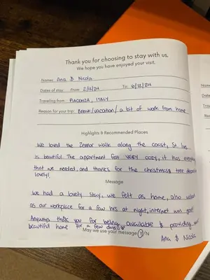 a letter to my mom thanking her for choosing to stay with us at The Lookout in Carbis Bay