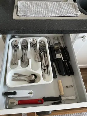 a drawer filled with utensils in a refrigerator at Hellfire corner in Redruth