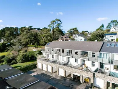an aerial view of a large white building at Slipway 14 in Wadebridge