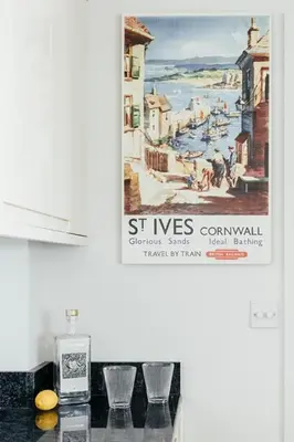 a picture of a poster on a wall in a kitchen at 10 Sunday School Court in St Ives