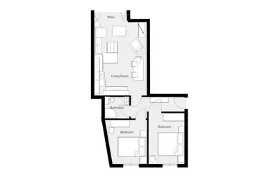 a floor plan of the second floor of a house at 11 Sunday School Court in St Ives