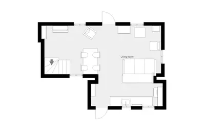 a drawing of a floor plan of a house at Rosewall Cottage in St Ives