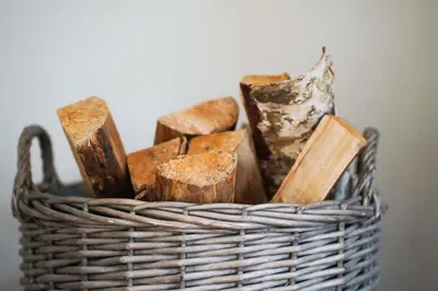 a basket filled with wooden slices of bread at Upper Trowan in St Ives