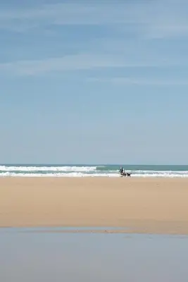 a person riding a horse on the beach at Modern Apartment Sea Views Private Parking in Newquay