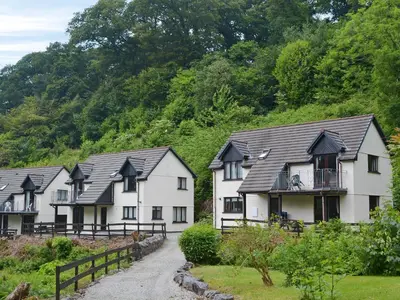 a row of white houses on a hill at Rosecraddoc Manor - Riverview in Saint Cleer