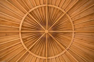 an overhead view of a wooden ceiling at Hendra Barn at Hendra Barns in Newquay