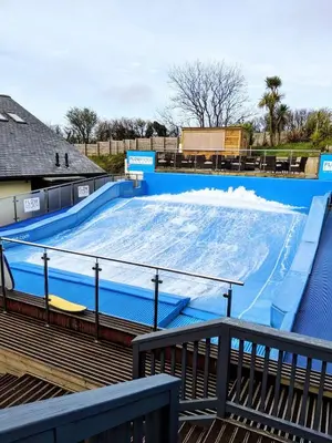 a large water slide with snow on it at Lux Hot Tub Lodge, Retallack nr Padstow and Newquay in Padstow