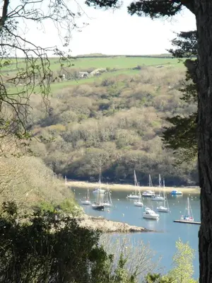 a group of boats floating in a body of water at Cornish country house by the coast near Fowey in Lanteglos