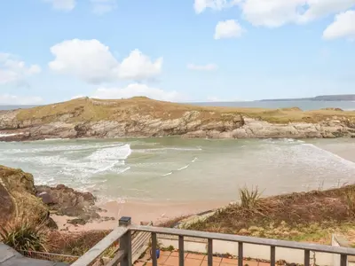 a view of the beach from a bluff at Driftwood in Newquay