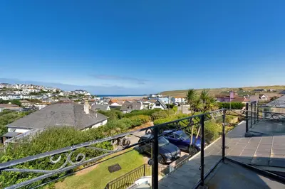 a view from the balcony of a house at Ligger View in Perranporth