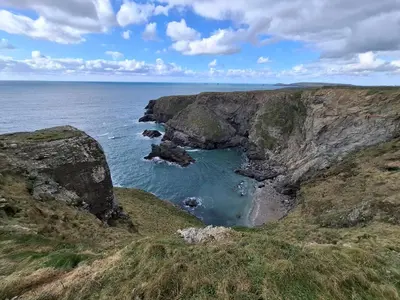 a view of the ocean from a cliff at St Merryn in St Merryn