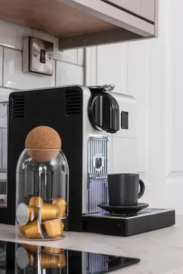 a coffee maker on a counter in a kitchen at City Centre 1 bed Georgian flat with courtyard in Truro