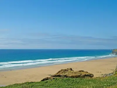 a view of a beach with the ocean at Tide and Treth in Newquay