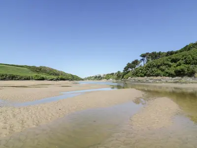 a view of a river from the beach at Rosemaddon in Newquay