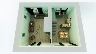 a rendering of a small apartment with a room at Lanreath Cottage with hot tub, The Vale, Cornwall in Looe