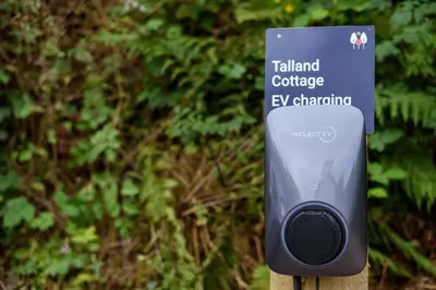 a sign for the tail end of a trailhead controller at Cardinham Lodge, The Vale, Cornwall in Looe