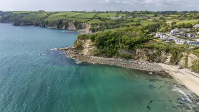 an aerial view of a beach and coastline at Blue Haze - Family accommodation with private beach access in Charlestown