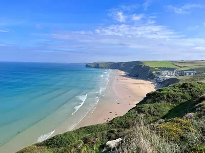 an aerial view of a beach with the ocean at 1 Bed in Summercourt oc-b31829 in Saint Enoder