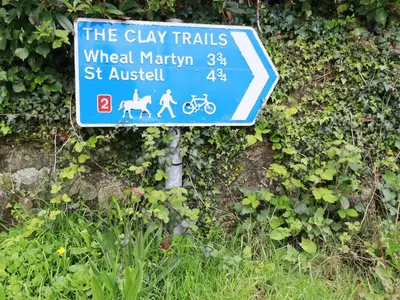 a blue sign for the gay trails wheel marmite st austell at Rock View in St Austell