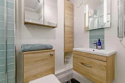 a small bathroom with a sink and a toilet at 1 Bed in Fowey oc-m27634 in Fowey