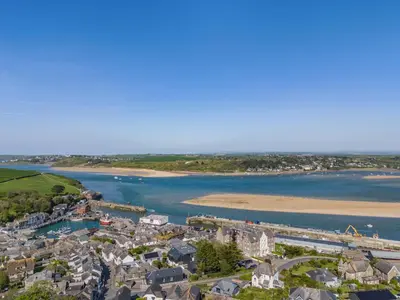 an aerial view of a town and a beach at 2 Bed in Padstow oc-h32002 in Padstow