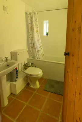 a bathroom with a toilet and a sink at The perfect bolt hole in Quethiock