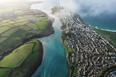 an aerial view of a city next to the ocean at 3 Bed in Newquay oc-c30862 in Newquay