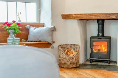 a fireplace in a living room with a stove at 3 Bed in Egloshayle oc-m32201 in Egloshayle