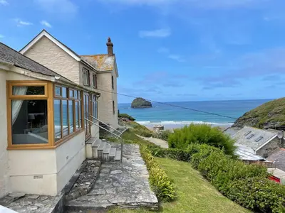 a house with a view of the ocean at Sea Ledge in Tintagel