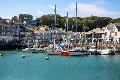 a group of boats are docked in a harbor at Seabreeze Cottage in Padstow