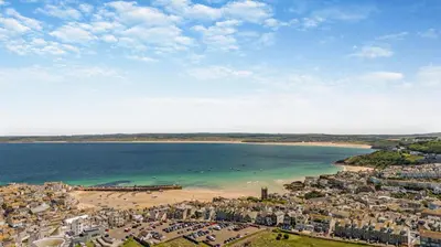 an aerial view of a beach and the ocean at 4 Bed in St. Ives oc-c28788 in St Ives