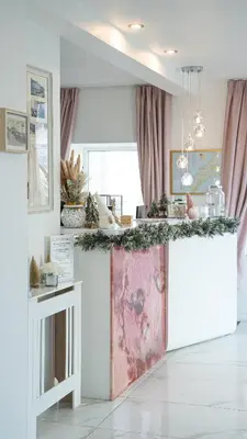 a kitchen with a counter with christmas decorations on it at The Feather's Hotel Newquay in Newquay